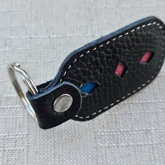 Keychains Black Genuine Leather Keys Holder Handmade Key Ring New - Picture 6 of 9